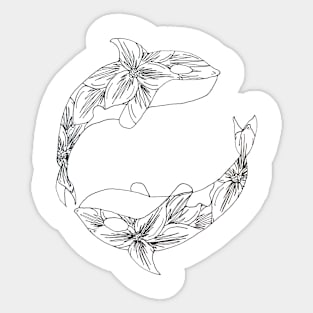 Floral Whales Sticker